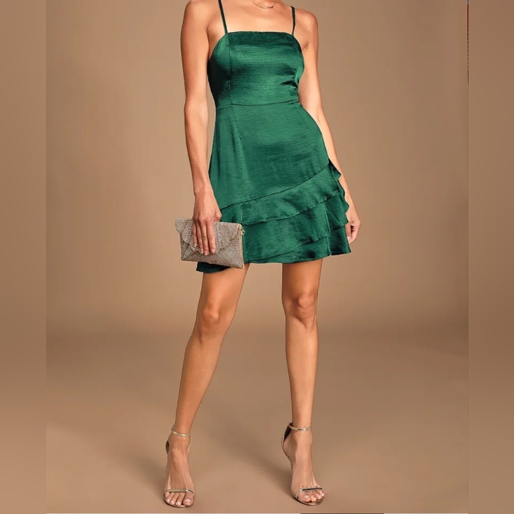 Elegant Green Satin Dress